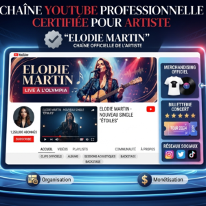 Chaîne YouTube professionnelle certifiée pour artiste